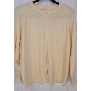 Designers Originals Luxelon Women Ivory Pearl Button Cardigan Sweater XL Butter